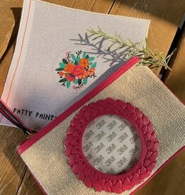 Patty Paints R334 Little Floral with Pink Rose (18M) w Hot Pink Wristlet