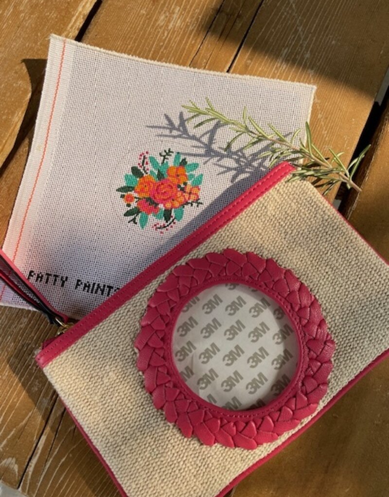 Patty Paints R334 Little Floral with Pink Rose (18M) w Hot Pink Wristlet