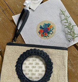 Patty Paints - R335 Little Floral with Blue  Rose (18M) w Navy Wristlet