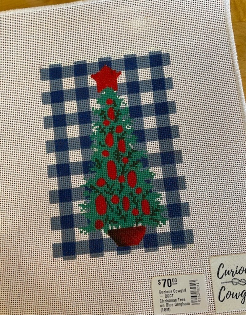 Curious Cowgirl - BGCT Christmas Tree on Blue Gingham (18M)