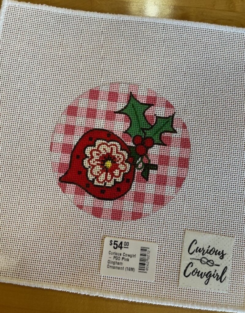 Curious Cowgirl - PGO Pink Gingham Ornament (18M)