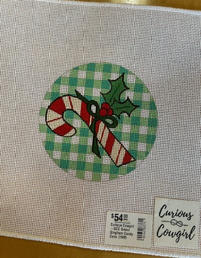 Curious Cowgirl -GCC Green Gingham Candy Cane (18M)