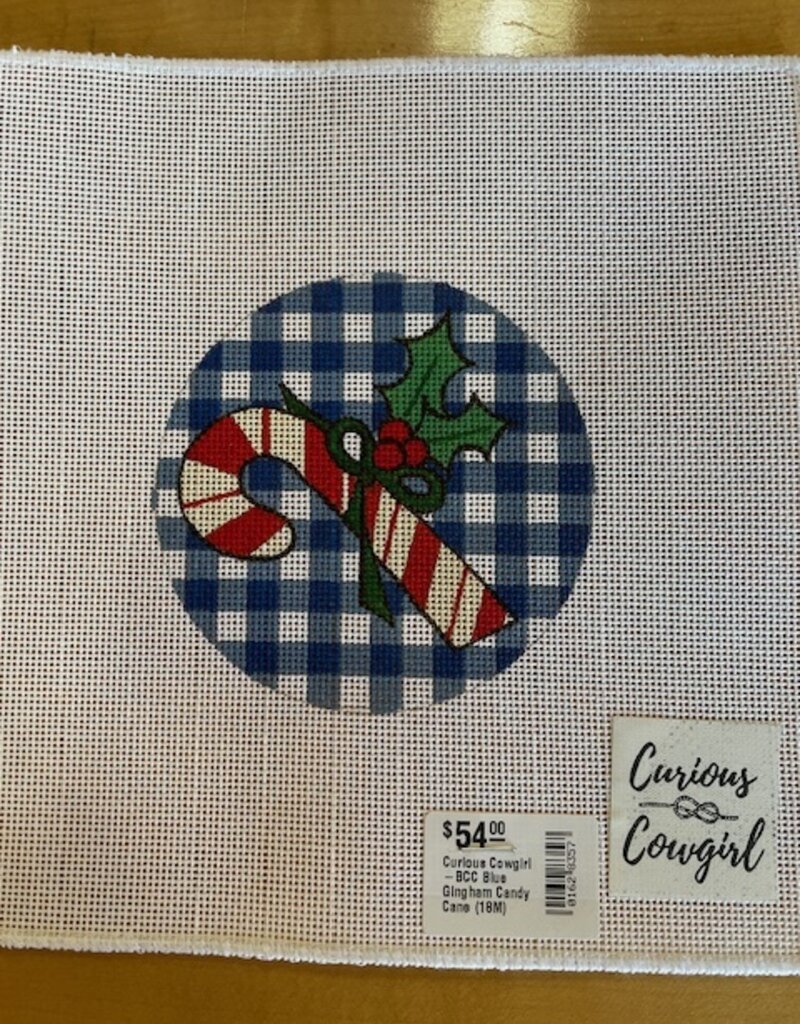 Curious Cowgirl -BCC Blue Gingham Candy Cane (18M)