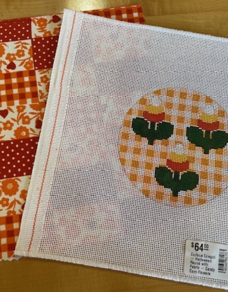 Curious Cowgirl - Halloween Round with Fabric - Candy Corn Flowers (18M)