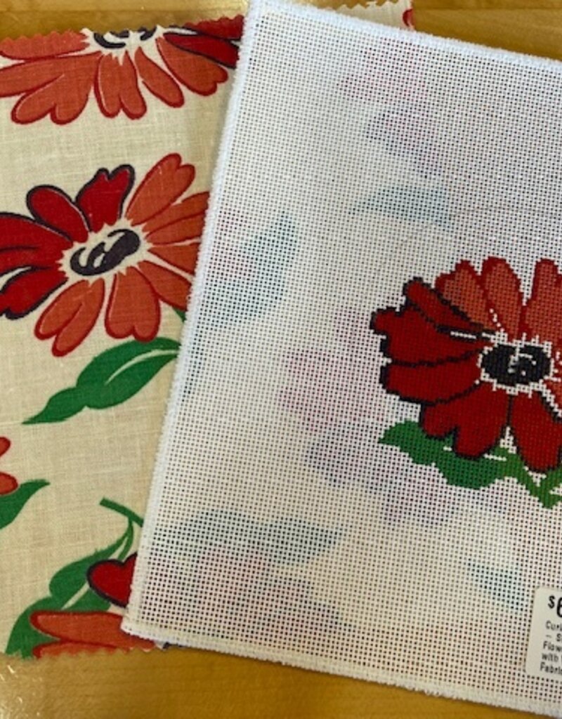Curious Cowgirl - Single Red Flower Round with Vintage Fabric (18M)