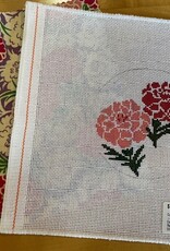 Curious Cowgirl - Red & Pink Carnations Round with Vintage Fabric (18M)