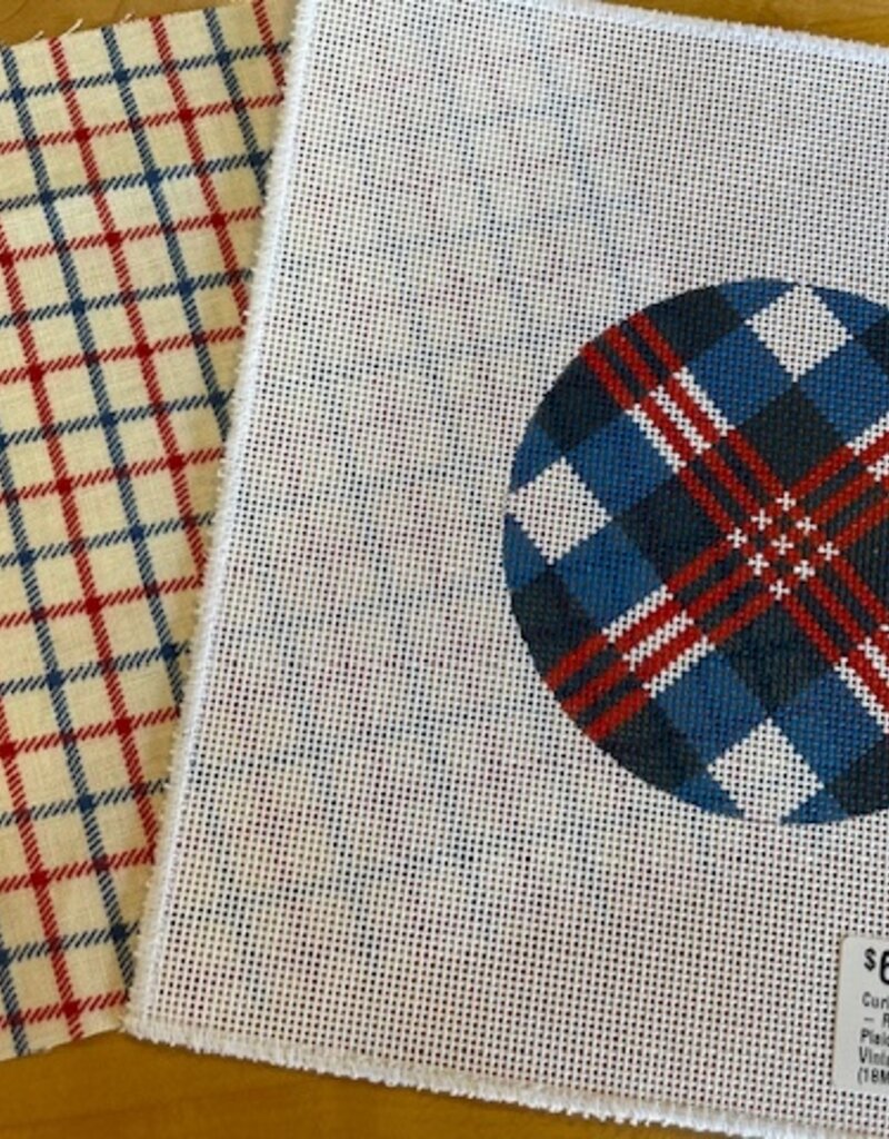 Curious Cowgirl - Red & Blue Plaid Round with Vintage Fabric (18M)