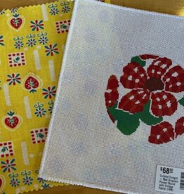 Curious Cowgirl - Red Gingham Flower Round with Vintage Fabric (18M)
