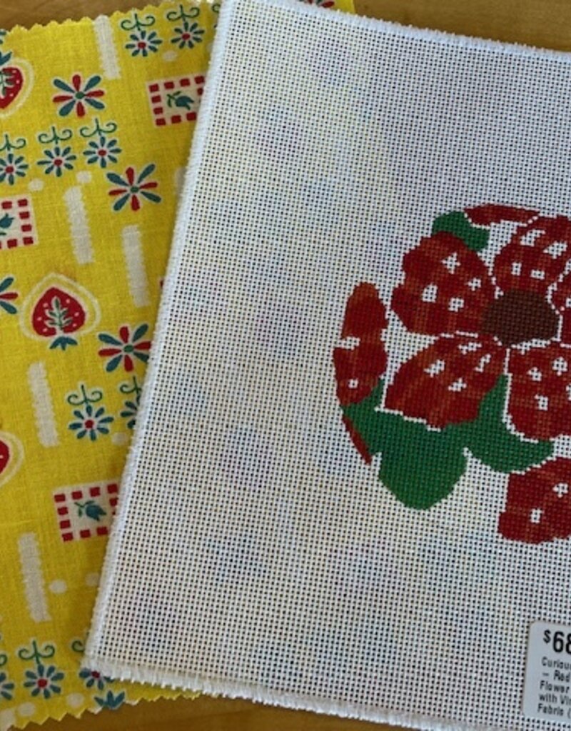 Curious Cowgirl - Red Gingham Flower Round with Vintage Fabric (18M)