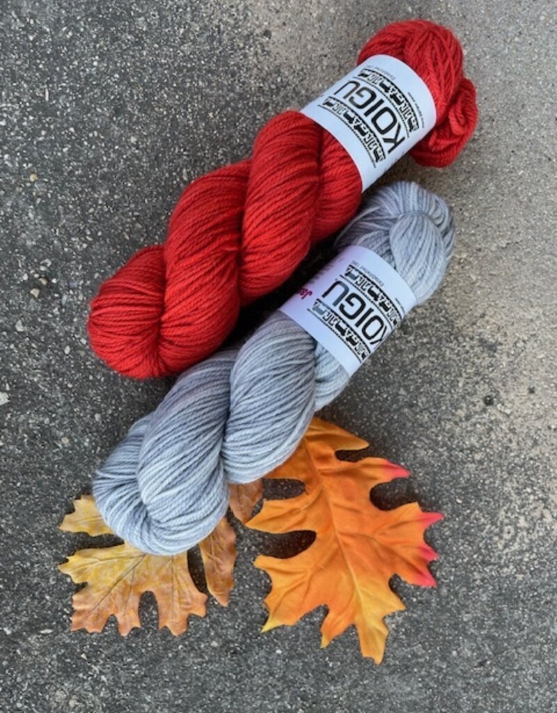 Pressed Flowers Cowl Kit - Red & Grey Koigu Jasmine
