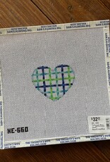 HE-660 Tattersall Mini Heart, Aqua/Lime/Blue
