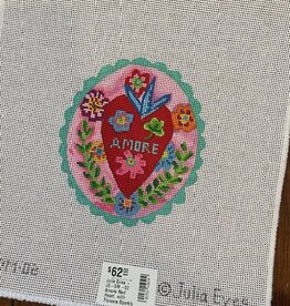 Julia Eves - JE-OM-02 Amore Red Heart, with Flowers Sparkly Turquoise Border (18M)