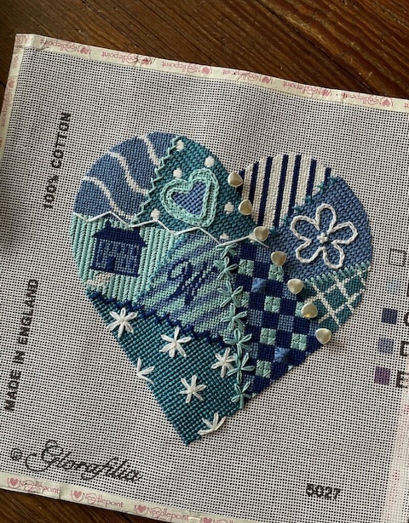 Glorafilia - GL5027 Blue & White Heart Kit   (14M))      8" square