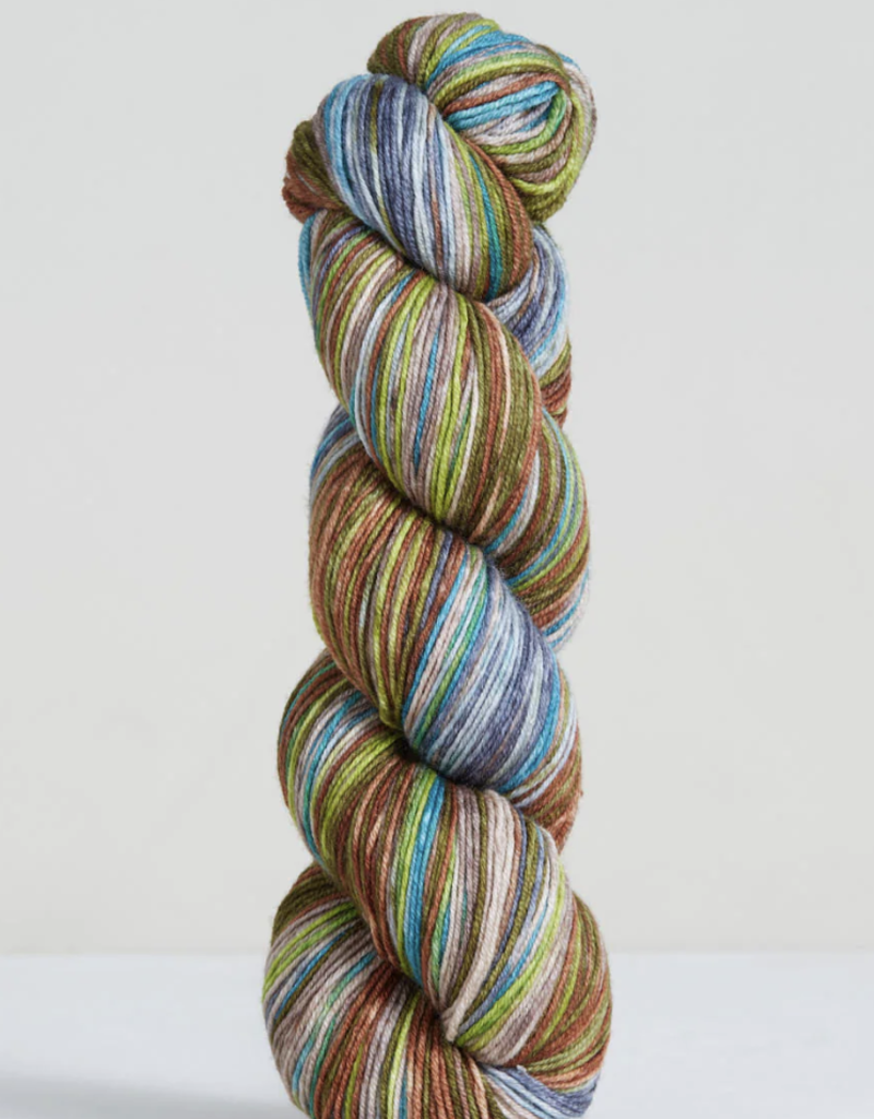 Urth Uneek Fingering 3030, Dark Brown with Green & Blue