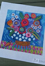 Julia Eves - JE-P-15 Bright Flowers in Blue Polka Dot Vase (18M)