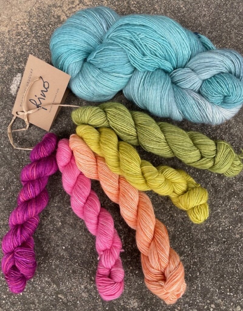Manos Friends & Family Cowl Kit - Fino Greta Mini Skein Set & Watered Silk