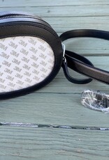 Rachel Barri - On the Go Oval Bag, Small/Medium, Black, Silver with 43" Strap