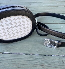Rachel Barri - On the Go Oval Bag, Small/Medium, Black, Silver with 43" Strap