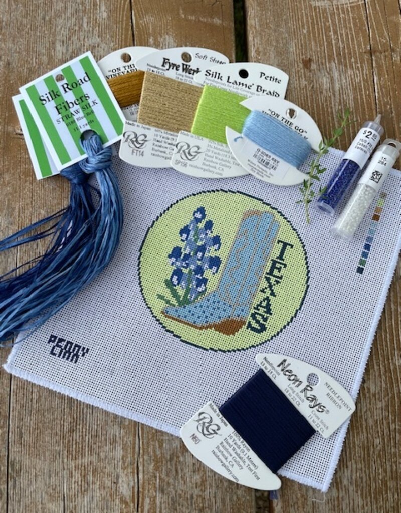 SG Designs - Blue Texas Bluebonnet Round (18M).    5" Round