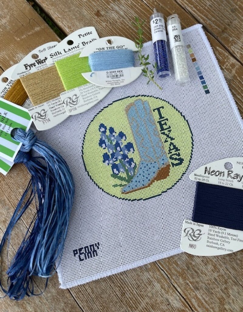 SG Designs - Blue Texas Bluebonnet Round (18M).    5" Round