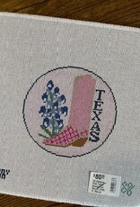 SG Designs - Pink Texas Bluebonnet Round (18M).    5" Round