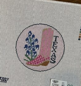 SG Designs - Pink Texas Bluebonnet Round (18M).    5" Round