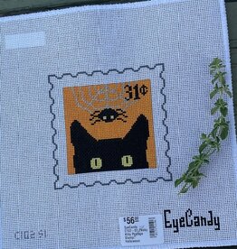 EyeCandy - C102-S1 Peeky Kitty Postage Stamp:  Halloween   (18M)