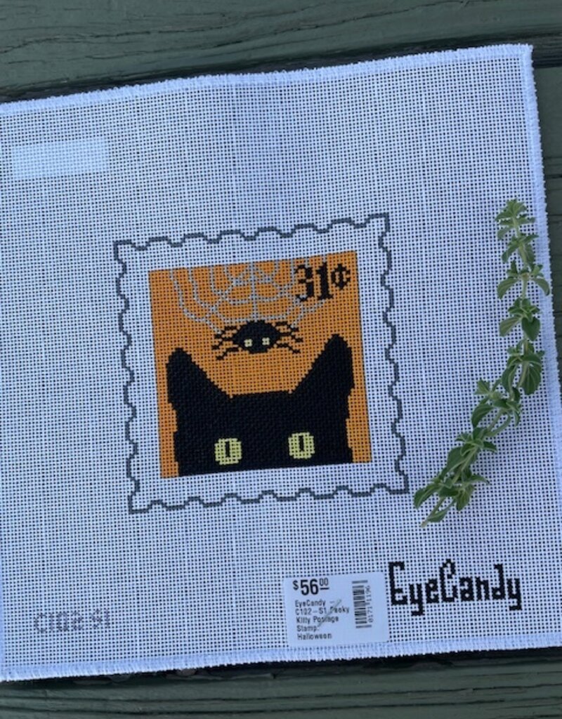 EyeCandy - C102-S1 Peeky Kitty Postage Stamp:  Halloween   (18M)