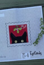 EyeCandy - C102-S2 Peeky Kitty Postage Stamp:  Christmas   (18M)