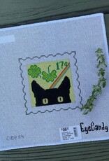 EyeCandy - C102-S4 Peeky Kitty Postage Stamp:  St, Patrick's   (18M)