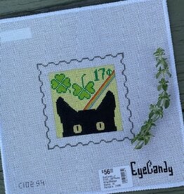 EyeCandy - C102-S4 Peeky Kitty Postage Stamp:  St, Patrick's   (18M)