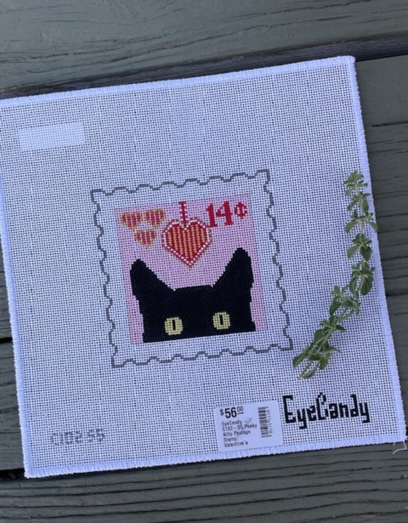 EyeCandy - C102-S5 Peeky Kitty Postage Stamp:  Valentine's   (18M)