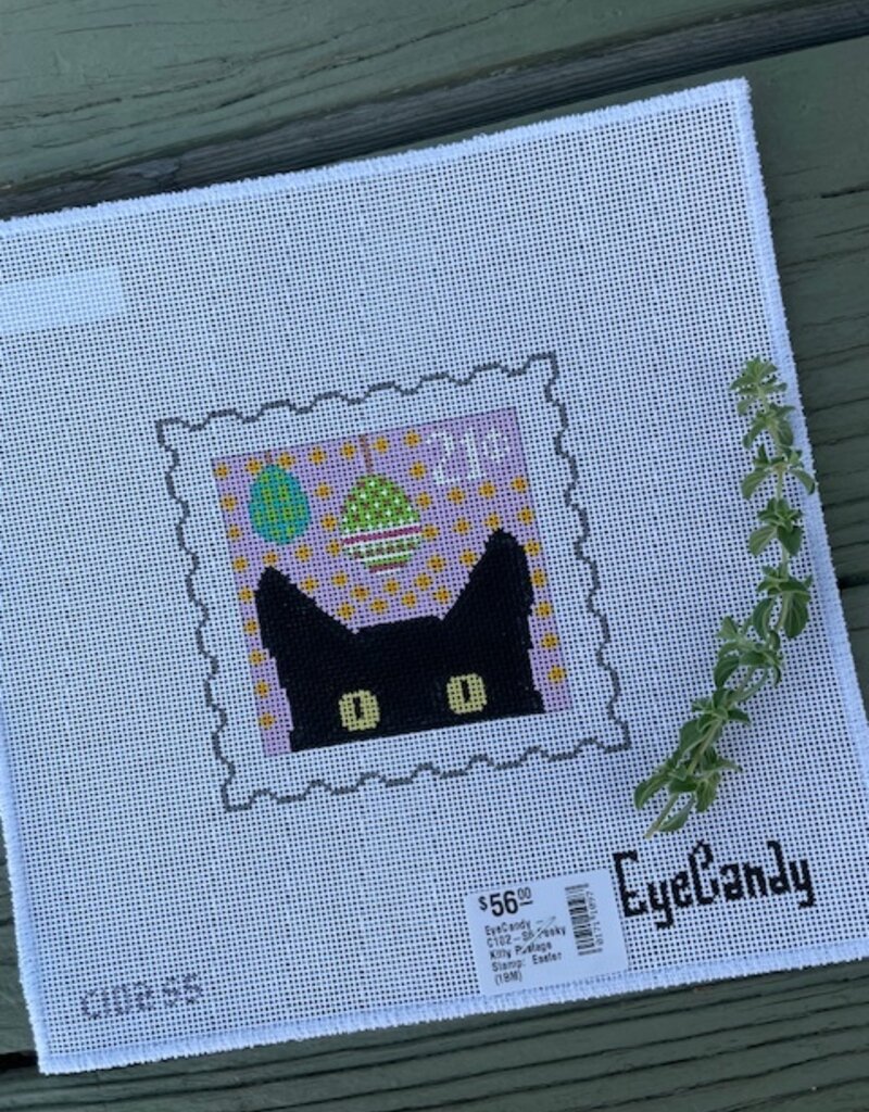 EyeCandy - C102-S6 Peeky Kitty Postage Stamp:  Easter    (18M)