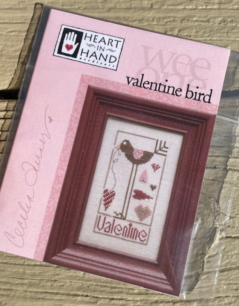HIHN - Wee One:  Valentine Bird with Pink Heart Button