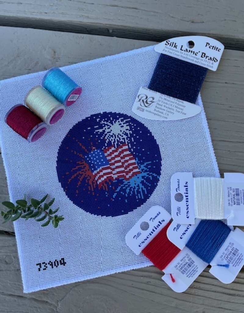 Needlepaint - 73904 Fireworks American Style (18M)   4-1/4" Round
