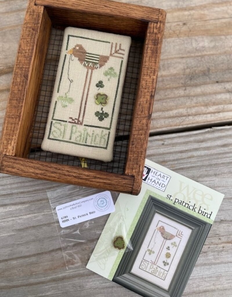 HIHN - Wee One:  St. Patrick Bird with Shamrock Button