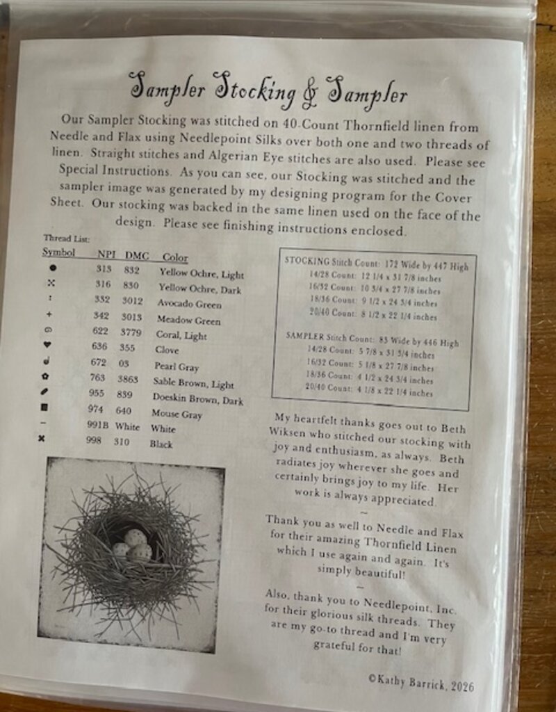 Kathy Barrick - Sampler Stocking & Sampler