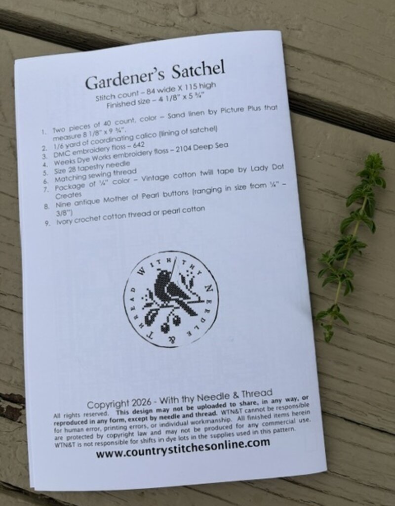 Country Stitches - CS379 Gardener's Satchel