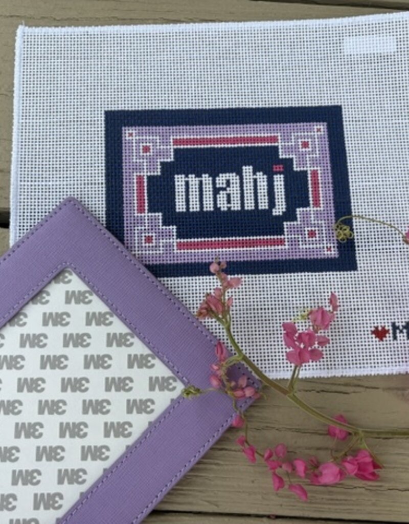Love mhb - Mahj103B Key Corner Mahjong Insert, Navy & Lilac (13M) with Self-finishing Card Sleeve