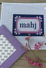 Love mhb - Mahj104B Floral Corner Mahjong Insert, Navy, Pink & Lilac (13M) with Self-finishing Card Sleeve