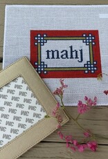 Love mhb - Mahj104C Floral Corner Mahjong Insert, Red, Navy, Olive (13M) with Self-finishing Card Sleeve