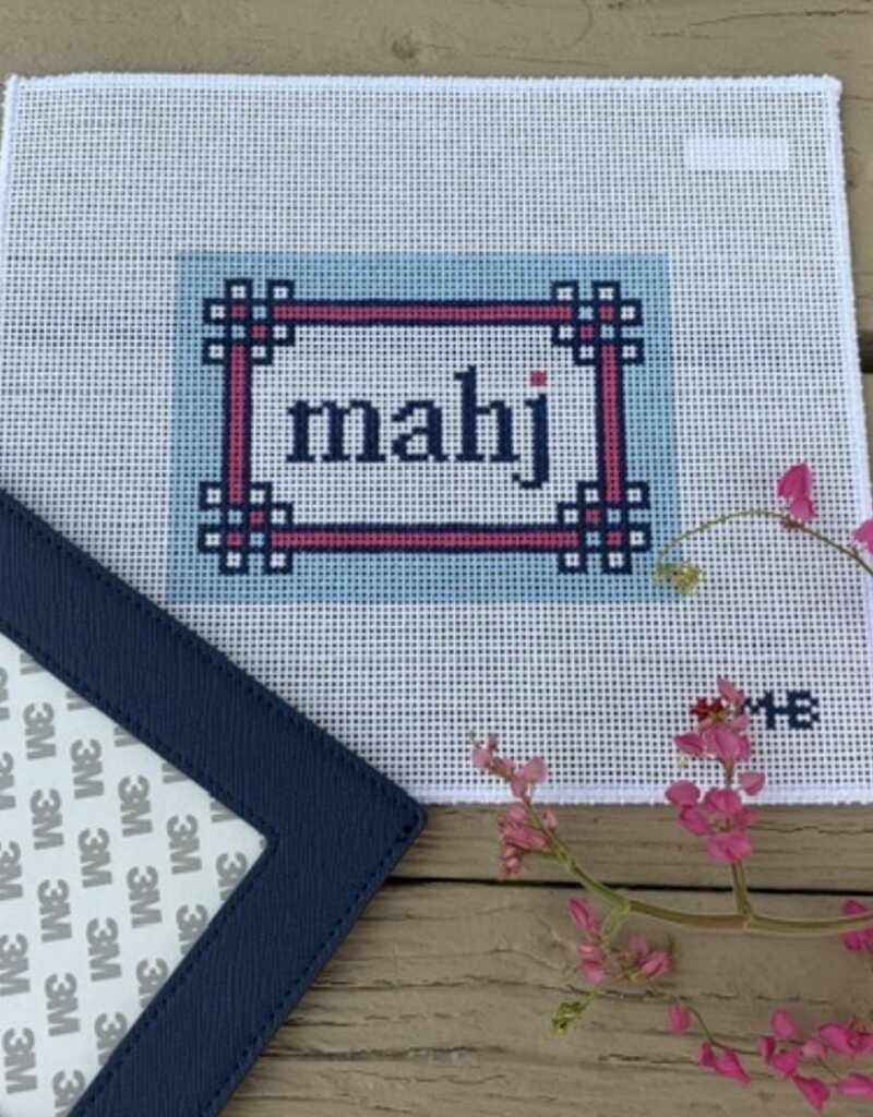 Love mhb - Mahj104F Floral Corner Mahjong Insert, Light Blue & Pink (13M) with Self-finishing Card Sleeve