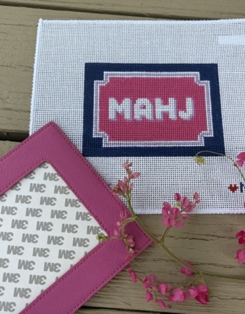 Love mhb - Mahj105B Bracket Corner Mahjong Insert, Navy, Pink, Lilac (13M) with Self-finishing Card Sleeve