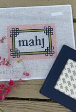 Love mhb - Mahj104A Floral Corner Mahjong Insert, Pink, Citron, Navy (13M) with Self-finishing Card Sleeve