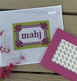 Love mhb - Mahj104D Floral Corner Mahjong Insert, Lilac & Citron(13M) with Self-finishing Card Sleeve