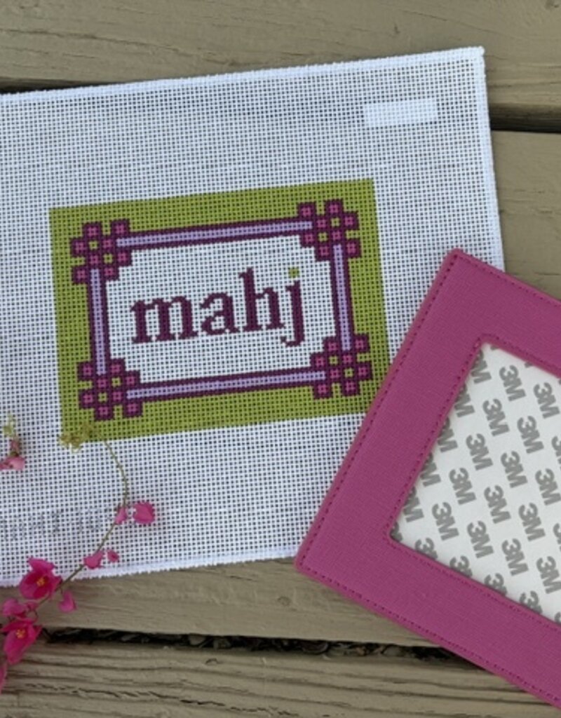 Love mhb - Mahj104D Floral Corner Mahjong Insert, Lilac & Citron(13M) with Self-finishing Card Sleeve