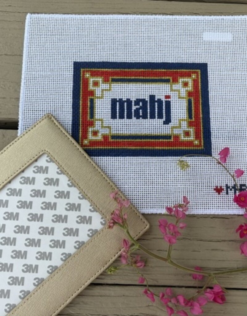 Love mhb - Mahj103C Key Corner Mahjong Insert, Red, Navy, Olive  (13M) with Self-finishing Card Sleeve