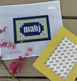 Love mhb - Mahj103D Key Corner Mahjong Insert, Navy, Llight Blue, Citron (13M) with Self-finishing Card Sleeve