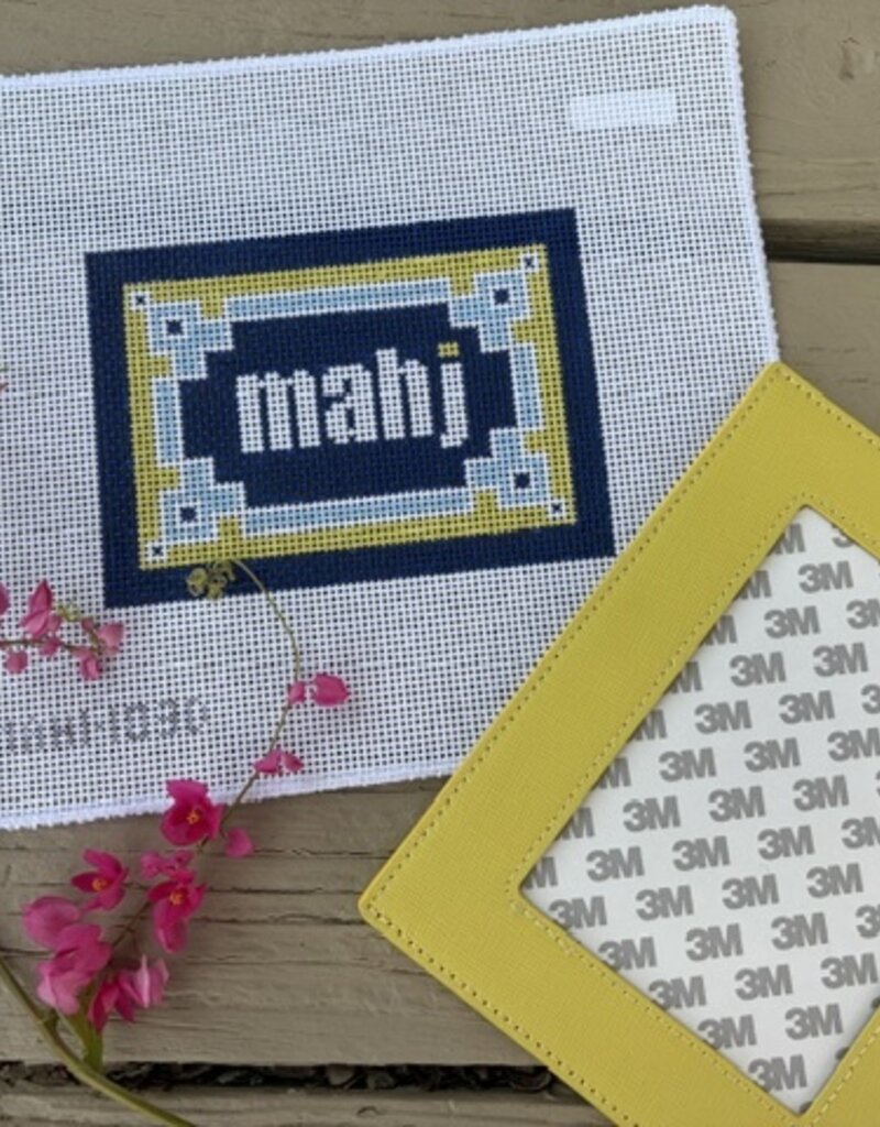 Love mhb - Mahj103D Key Corner Mahjong Insert, Navy, Llight Blue, Citron (13M) with Self-finishing Card Sleeve