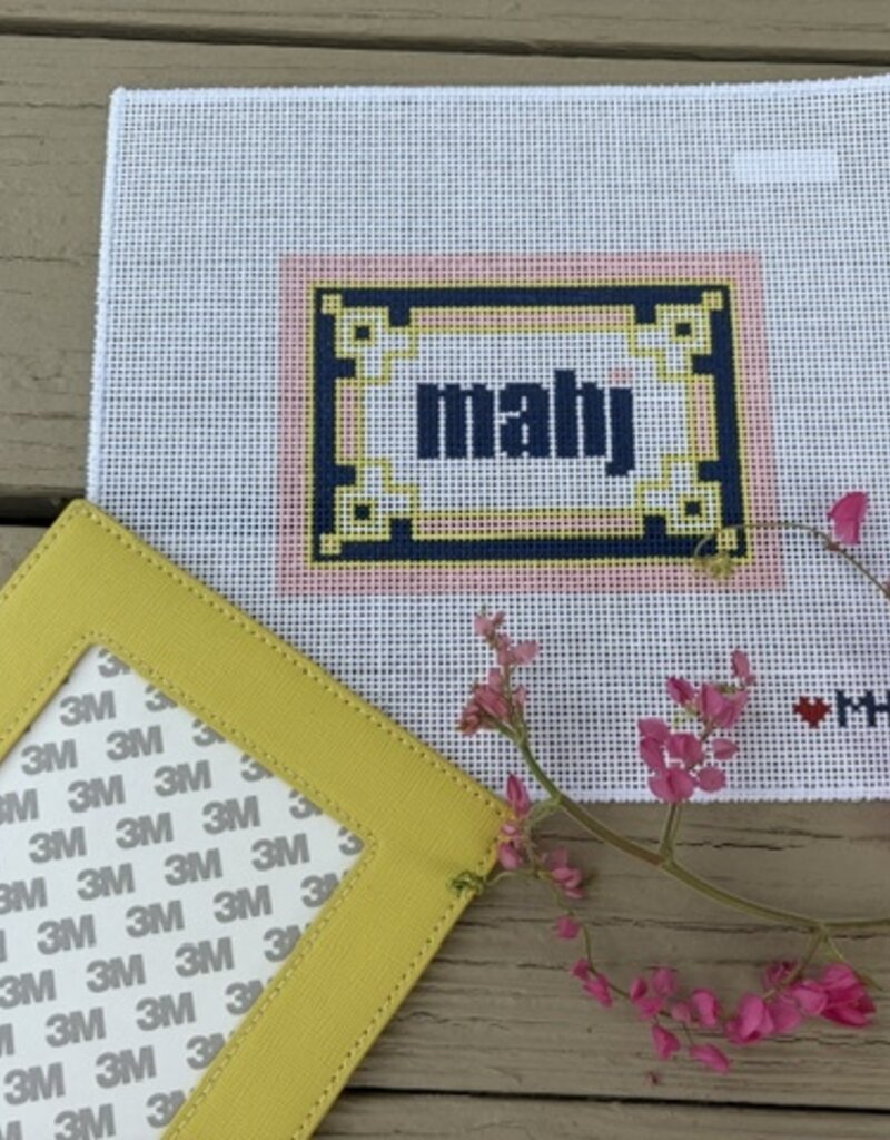 Love mhb - Mahj103A  Key Corner Mahjong Insert, Navy, Pink, Citron  (13M) with Self-finishing Card Sleeve